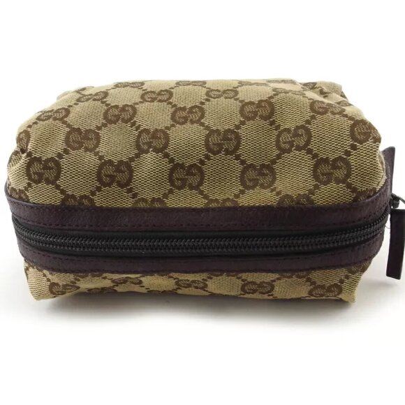 GUCCI Pouch GG Canvas Beige Canvas ?~ Leather Authentic Used T20203 - Picture 5 of 8